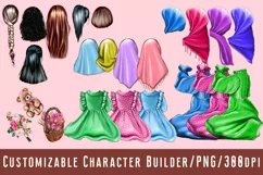 Mom and daughter in hijabs.Rear view.Family clipart Product Image 2