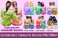 2 girls in pajamas,rear view.Pajama party,bachelorette party Product Image 1