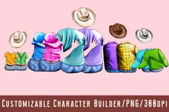 Mom,dad and 3 children are sitting,rear view.Family clipart Product Image 2