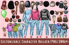 The best mom with two children.Rear view.Family clipart Product Image 2