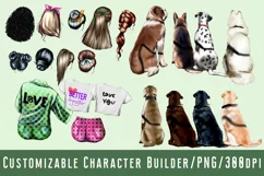A girl is sitting with a dog, rear view.A girl hugs a dog Product Image 2