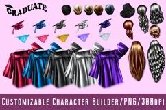 Graduate girl clipart.Graduate boy clipart.Rear view Product Image 2