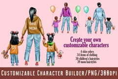 The best mom with two children.Rear view.Family clipart Product Image 1