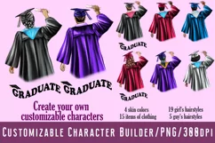 Graduate girl clipart.Graduate boy clipart.Rear view Product Image 1