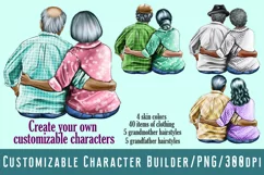 Grandfather and grandmother are sitting hugging, rear view Product Image 1