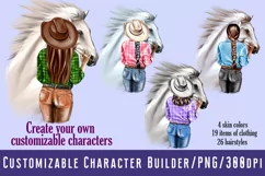 A girl in a cowboy hat next to a horse.Western girl Product Image 1
