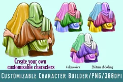 2 friends in hijabs.Mother and daughter in hijabs.Rear view Product Image 1