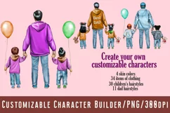The best dad with two children.Rear view.Family clipart Product Image 1