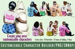 A girl is sitting with a dog, rear view.A girl hugs a dog Product Image 1