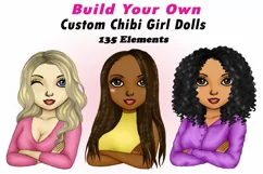 Build Your Own Chibi Girl Clipart Custom Logo Dress up Product Image 1
