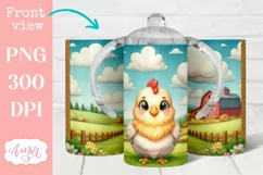 Cute chicken sippy cup sublimation PNG, Kids tumbler templat Product Image 1