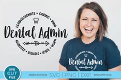 Transform your wardrobe with this Dental Admin SVG design. Create unique shirts and tote bags for coworkers and friends using this customizable SVG file compatible with Cricut and Silhouette cutting machines.