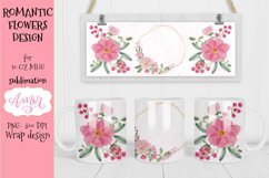 watercolor pink floral design for mug sublimation