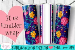 Purple Seamless floral tumbler wrap for sublimation Product Image 1