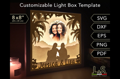 3D picture lightbox svg template with layered girl friends at the beach