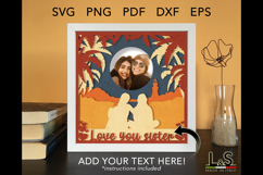 3D picture shadowbox svg template with layered girl friends at the beach