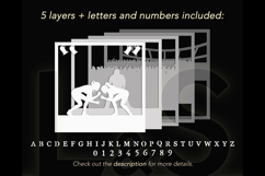 Customizable Wrestling Girls Shadow Box | Light Box Svg Product Image 3