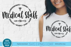  Transform your wardrobe with this Medical Staff SVG design. Create unique shirts and tote bags for coworkers and friends using this customizable SVG file compatible with Cricut and Silhouette cutting machines.