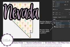 Customize the color of the state and its name using the layers found in the SVG files