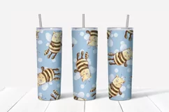 Cut Cat Bee sublimation design Skinny tumbler wrap design 