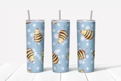 Cut Cat Bee sublimation design Skinny tumbler wrap design 