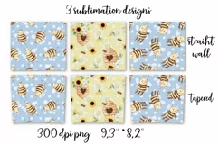 Cut Cat Bee sublimation design Skinny tumbler wrap design 
