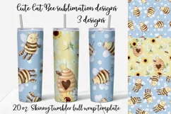 Cut Cat Bee sublimation design Skinny tumbler wrap design 