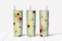 Cut Cat Bee sublimation design Skinny tumbler wrap design 