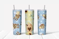 Cut Cat Bee sublimation design Skinny tumbler wrap design 