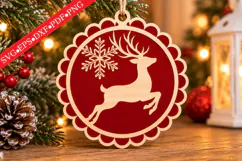 Cut Reindeer Christmas Ornament SVG Product Image 1