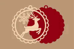 Cut Reindeer Christmas Ornament SVG Product Image 2