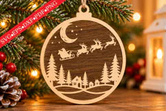 Cut Wooden Christmas Village Ornament SVG Product Image 1