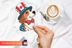 Cute 4th of July Dog Sticker, Patriotic Dog Sticker Product Image 1