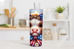 Cute America Highland Cow Tumbler Wrap PNG Product Image 2