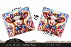Cute America Highland Cow Tumbler Wrap PNG Product Image 3