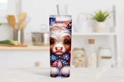 Cute America Highland Cow Tumbler Wrap PNG Product Image 2