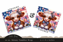 Cute America Highland Cow Tumbler Wrap PNG Product Image 3