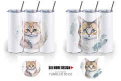 Adorable Cat Watercolor | Tumbler Sublimation Wrap Product Image 2