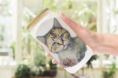 Adorable Cat Watercolor Glass Can Wraps Product Image 2