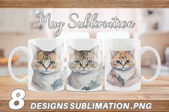 Adorable Cat Watercolor | Mug sublimation design Product Image 1