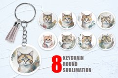 Adorable Cat Watercolor Keychain | Keyring Product Image 1