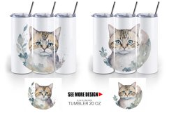 Adorable Cat Watercolor | Tumbler Sublimation Wrap Product Image 3