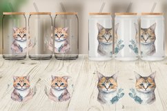 Adorable Cat Watercolor Glass Can Wraps Product Image 4