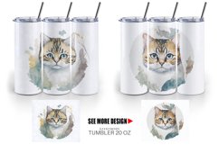 Adorable Cat Watercolor | Tumbler Sublimation Wrap Product Image 4