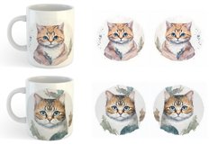 Adorable Cat Watercolor | Mug sublimation design Product Image 4