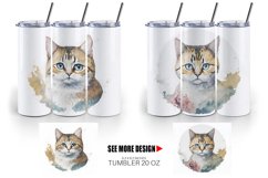 Adorable Cat Watercolor | Tumbler Sublimation Wrap Product Image 5