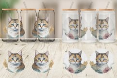 Adorable Cat Watercolor Glass Can Wraps Product Image 5