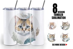 Adorable Cat Watercolor | Tumbler Sublimation Wrap Product Image 1