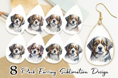 Adorable Dog Watercolor Earring teardrop sublimation design Product Image 1