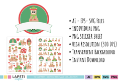 Cute alpaca illustration set for Christmas crafts and printable holiday projects.